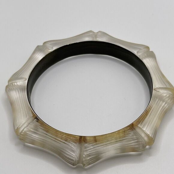 Alexis Bittar Clear‎ Cream Golden Frosted Lucite Bracelet Lot of 5 Quiet Luxury - Picture 15 of 16